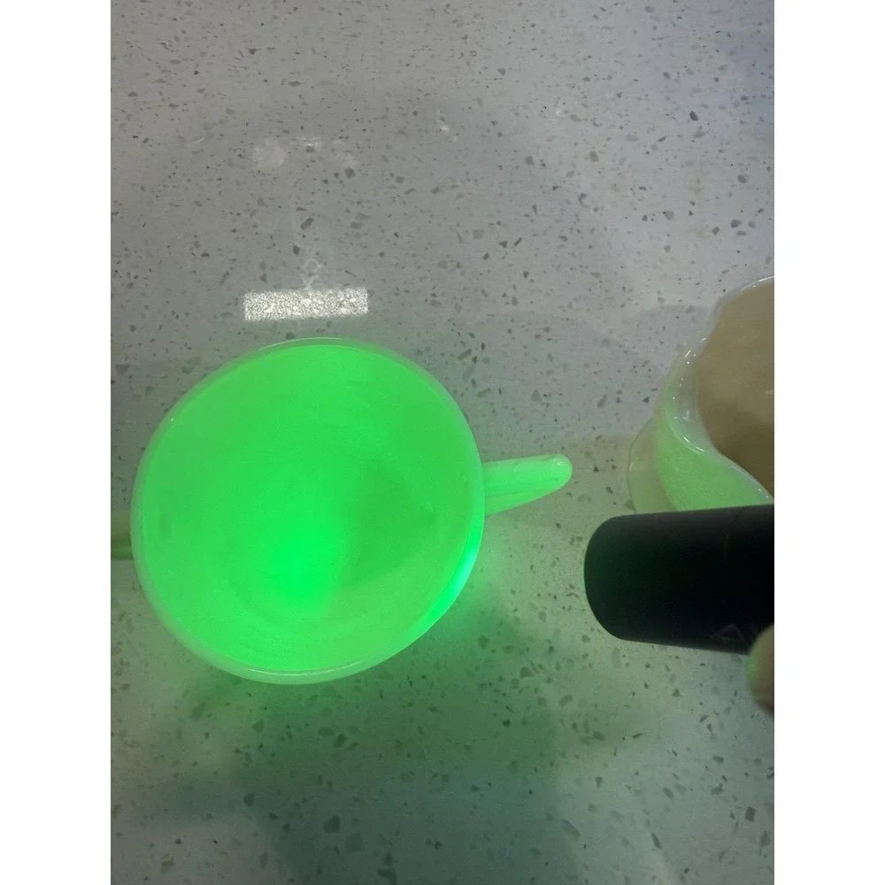 Indiana Custard Creamer And Sugar Uranium Depression Custard Glass